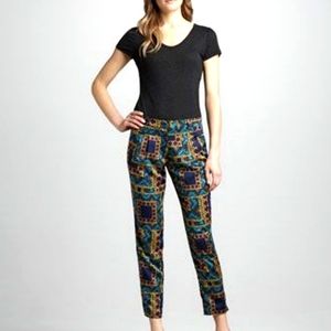 Teal Gold Tribal Printed Trouser Pants - Naven XS